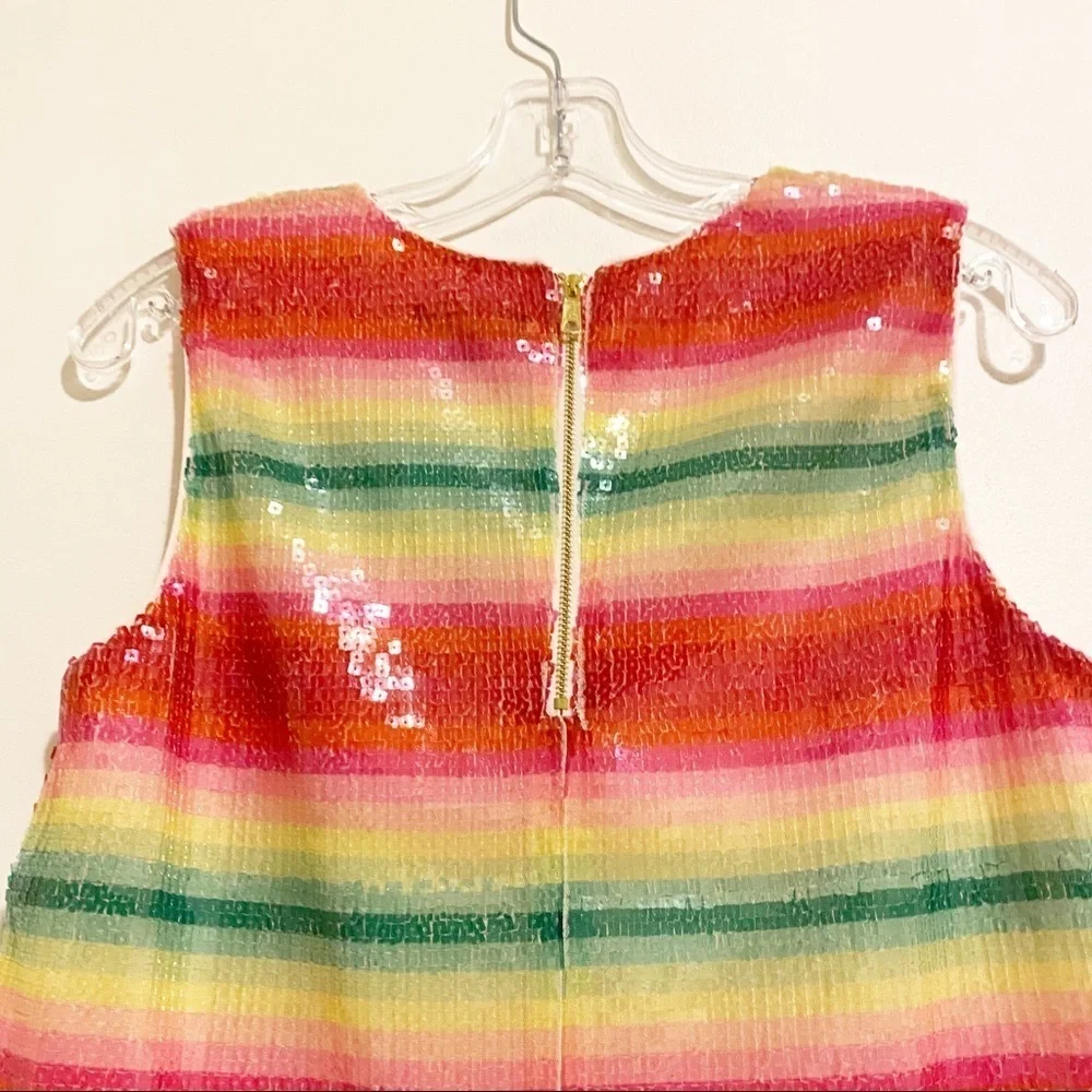 NWT J. Crew Sleeveless Sequin Tank Watermelon Stripes Sparkle Shine Size XS